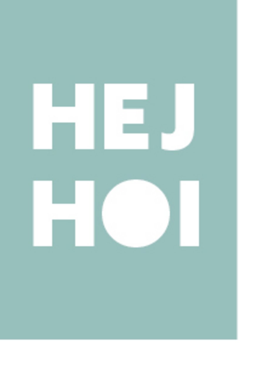 hej und hoi auf blaugrauem Grund