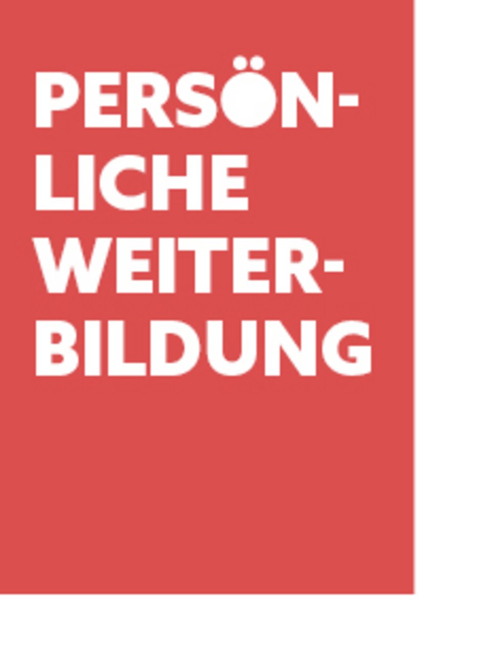 Rotes Plakat mit weißem Text Persönliche Weiterbildung